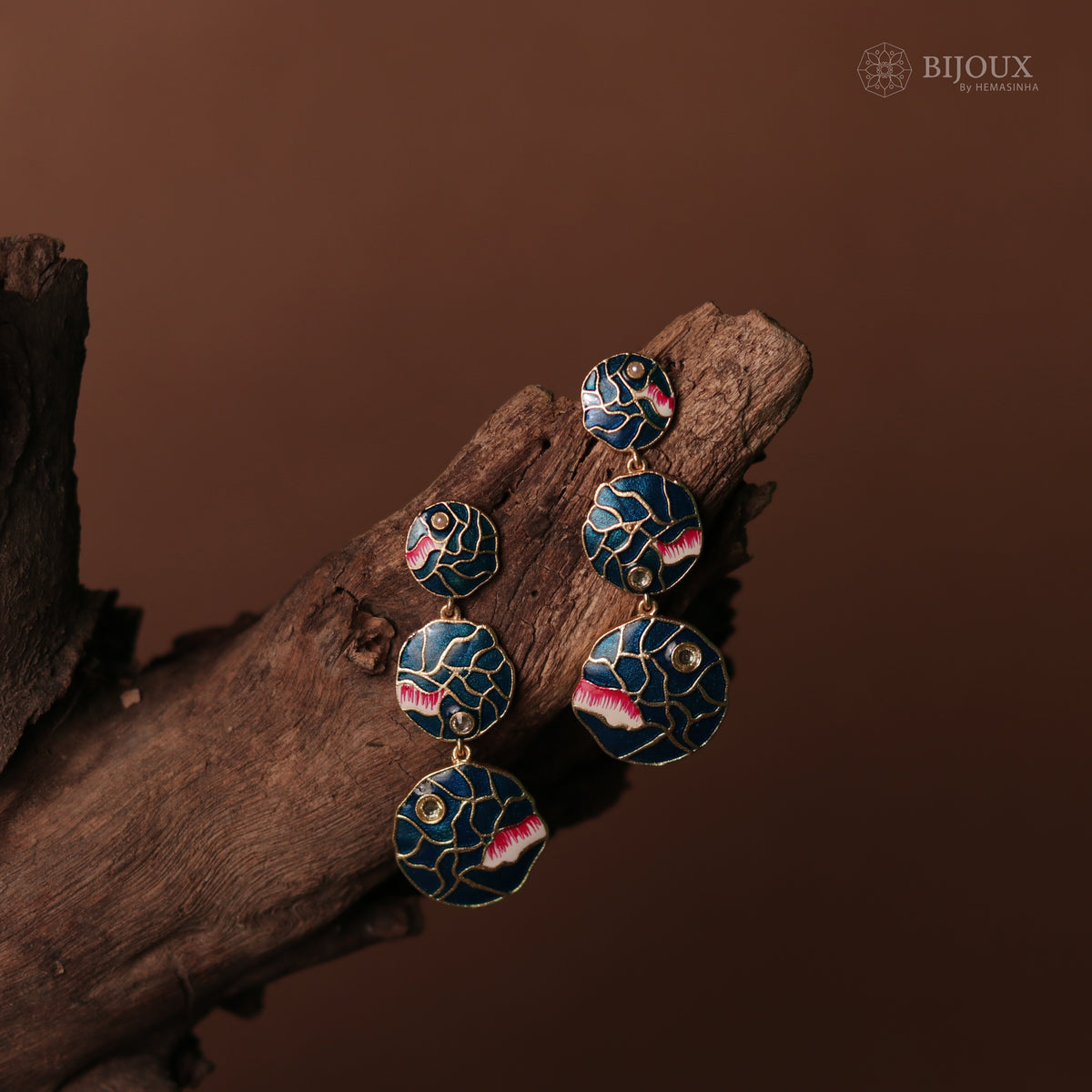 VIBRANT LAYERED MEENAKARI HANDMADE AND HAND HAMMERED EARRINGS ER75