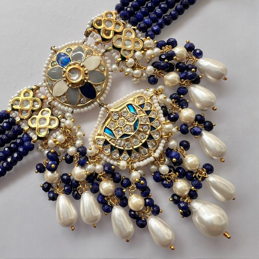 REETHANA BIJOUX PREMIUM HANDMADE CHOKER WITH EARRINGS AND TIKKA CH395