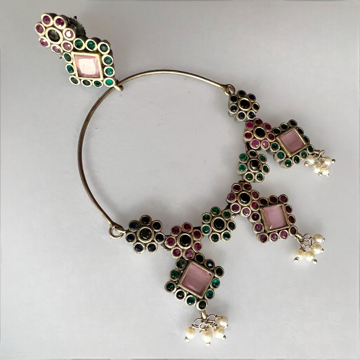 RADIANT ROUNDS SILVER LOOK ALIKE HANDMADE LOOP EARRING ER210