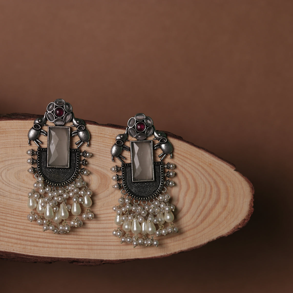 ELEPHANT VERDE OXIDIZED MONOLISA STONE SEMI HANDMADE ER117