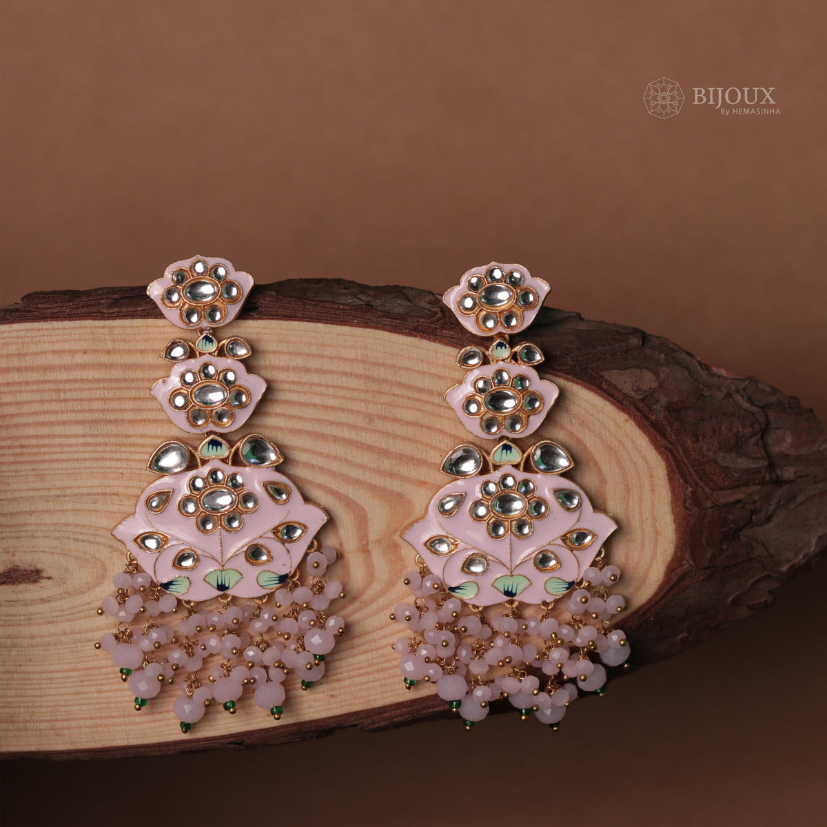 TRINITY SPARKLE LAYERED SEMI HANDMADE AND HAND PAINTED EARRINGS ER82