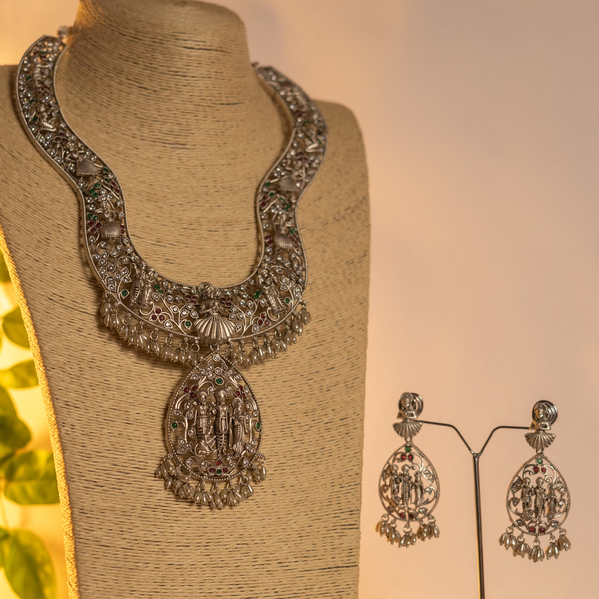 SITA RAMA LAKS BIJOUX EXCLUSIVE SILVER FINISH OXIDIZED MALA ML67