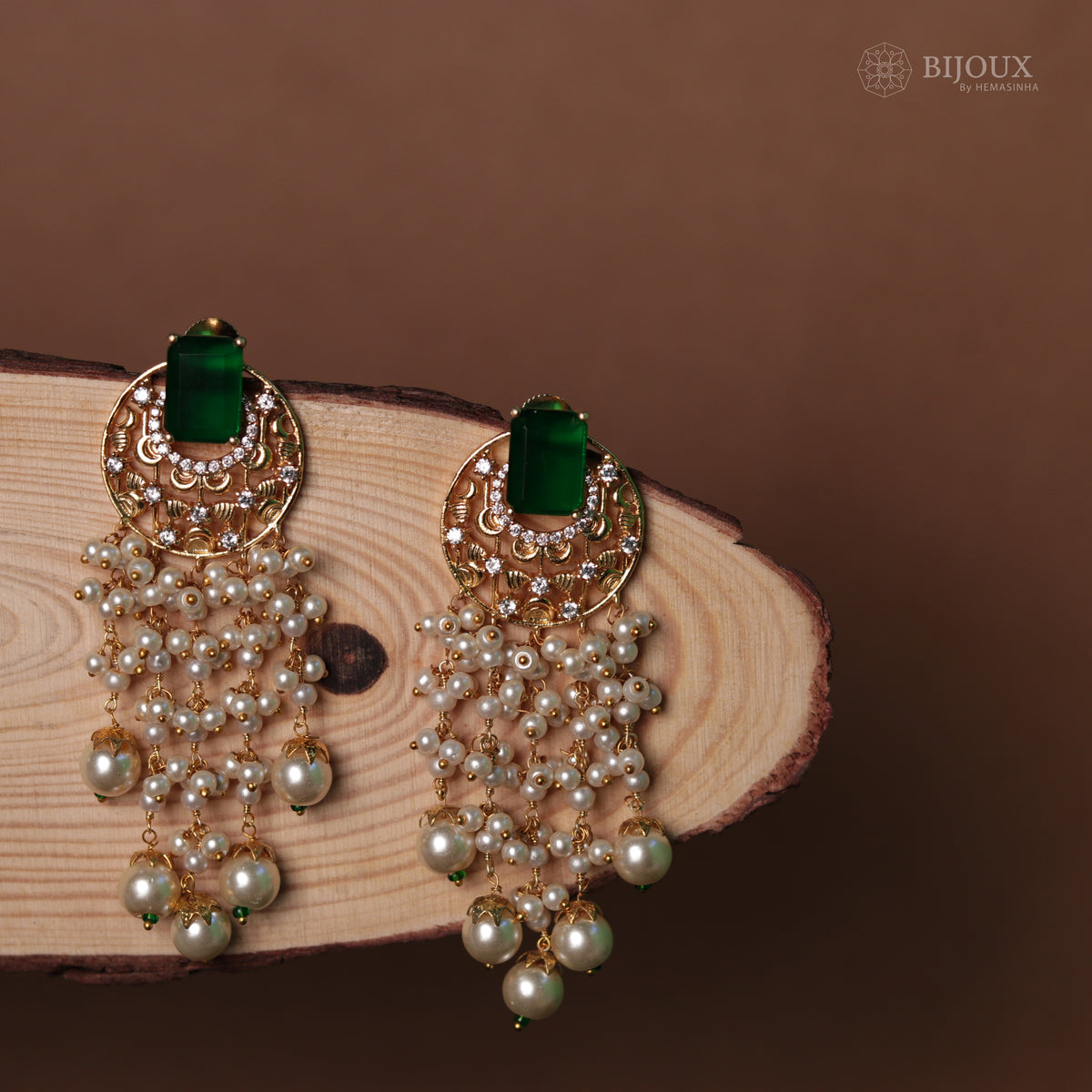 STARLITE TEARDROP STONE WITH  PEARL DROP SEMI HANDMADE DANGLER ER80