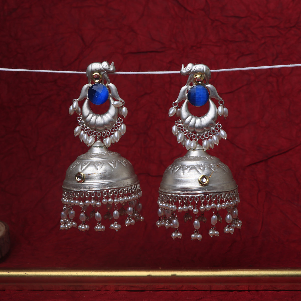 ETHNIC ELEPHANT 925 SILVER LOOK ALIKE POLISH HANDMADE JHUMKA ER280