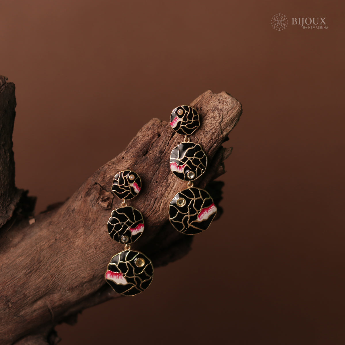 VIBRANT LAYERED MEENAKARI HANDMADE AND HAND HAMMERED EARRINGS ER75