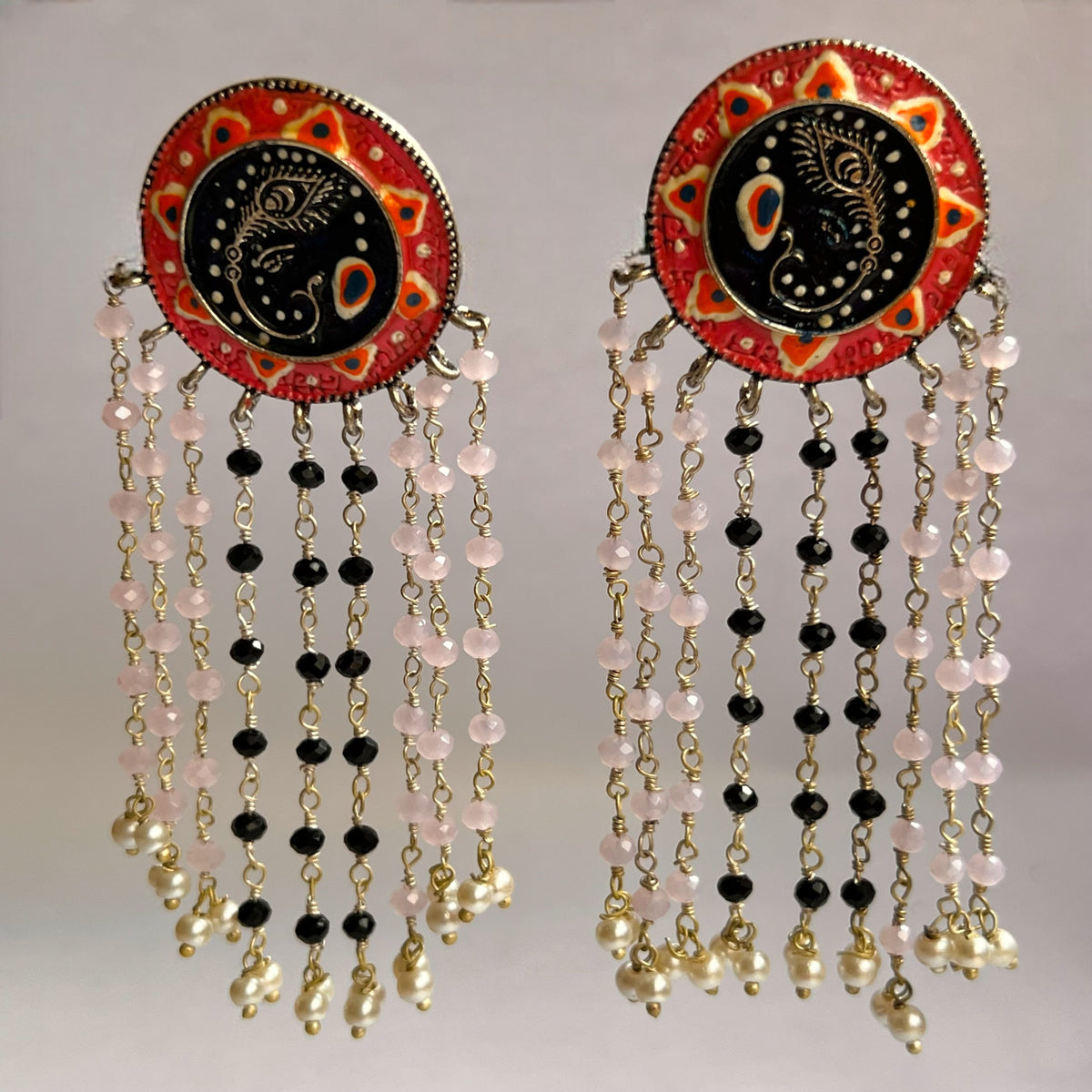 RAHENA RAW AND RUSTIC VINTAGE HAND PAINTED EARRINGS ER610