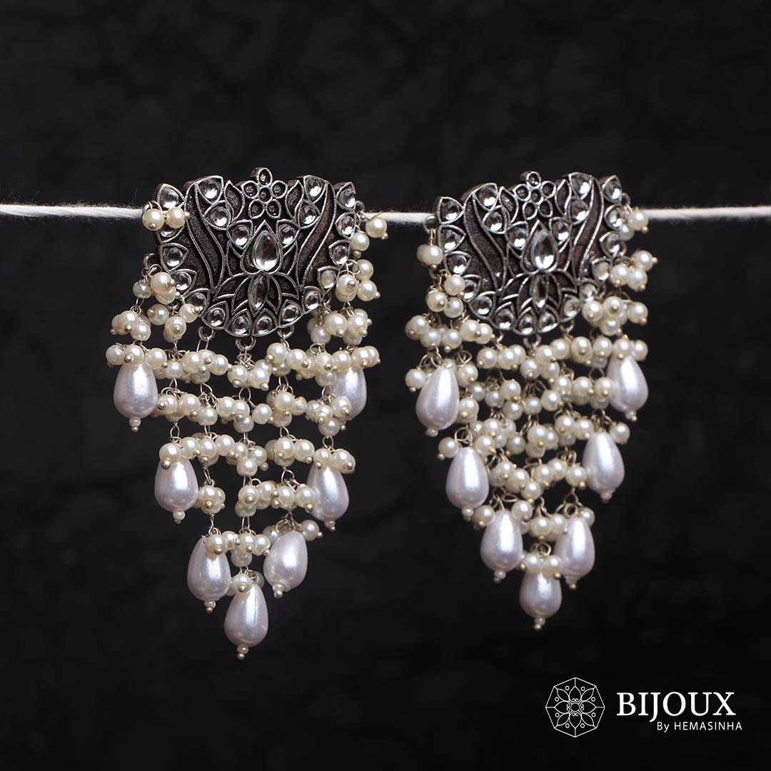 MONA FAUX SILVER  BRASS RAW AND RUSTIC EARRINGS ER278