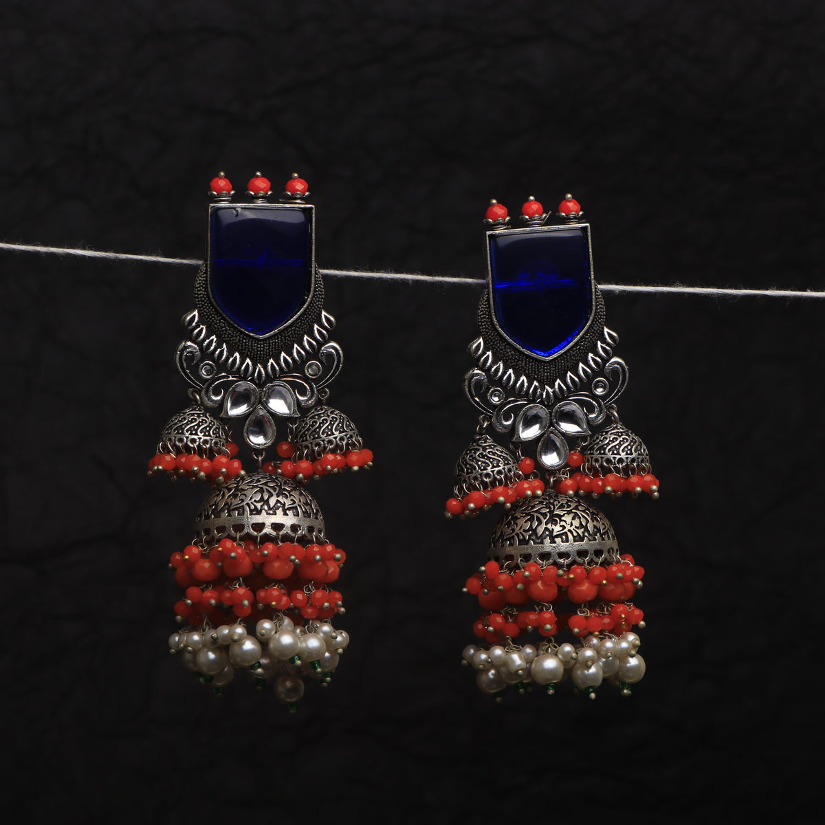 VICTORY CHIC SEMI HANDMADE JHUMKAS OXIDIZED  ER135