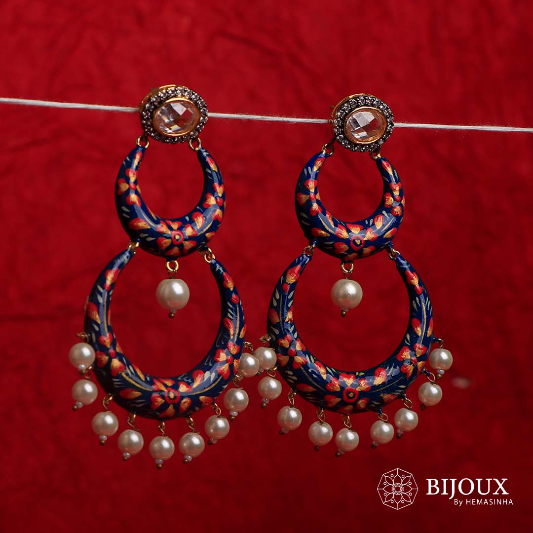 ROZAFA GOLD TONE HANDMADE EARRINGS/DANGLER ER606