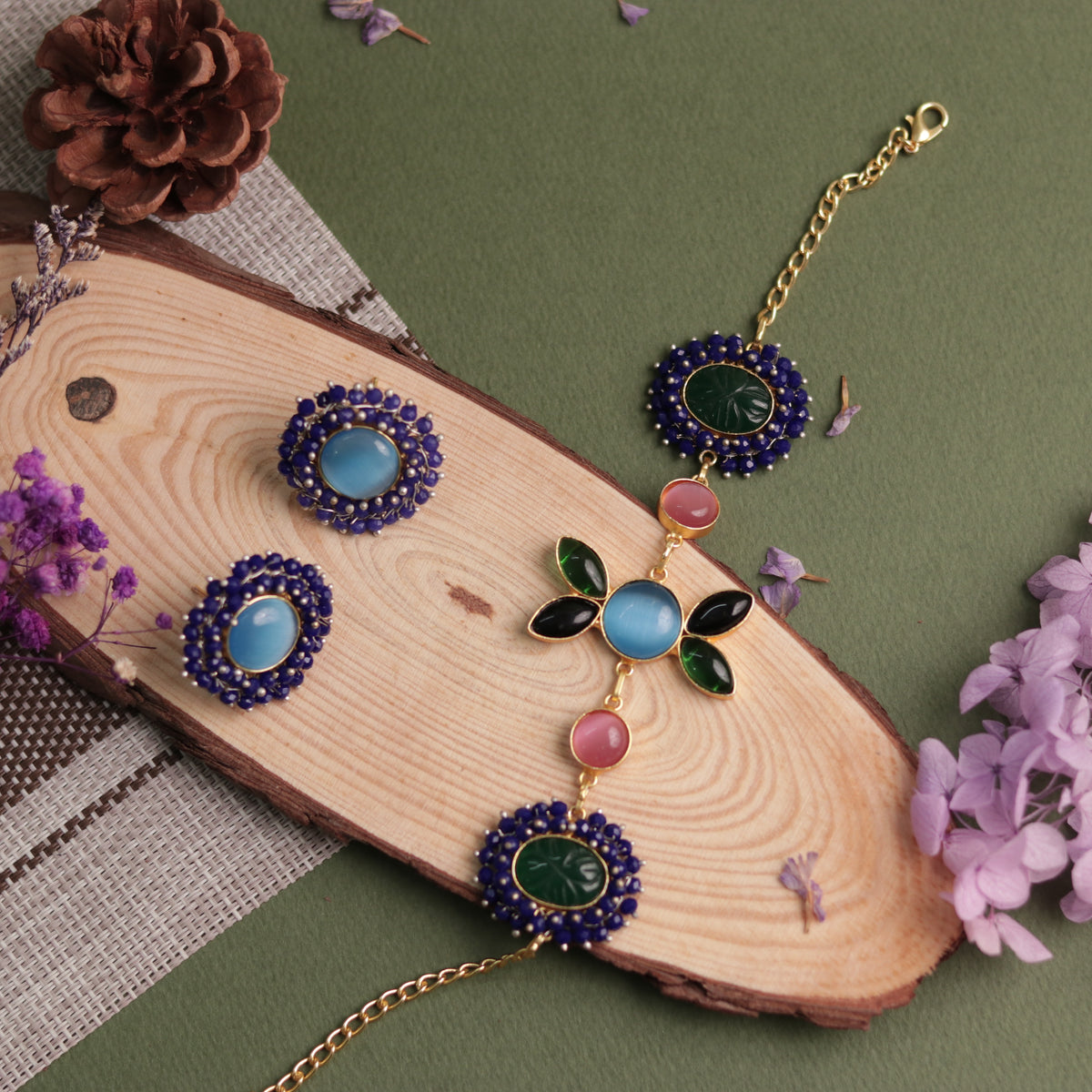 NIRASHA BIJOUX HANDMADE MONALISA MINIMALIST CHOKER WITH EARRINGS CH45