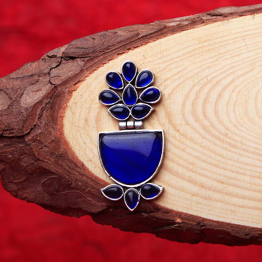 BLOSSOM SEMI HEMISPHERE SEMI HANDMADE OXIDIZED EARRING ER136