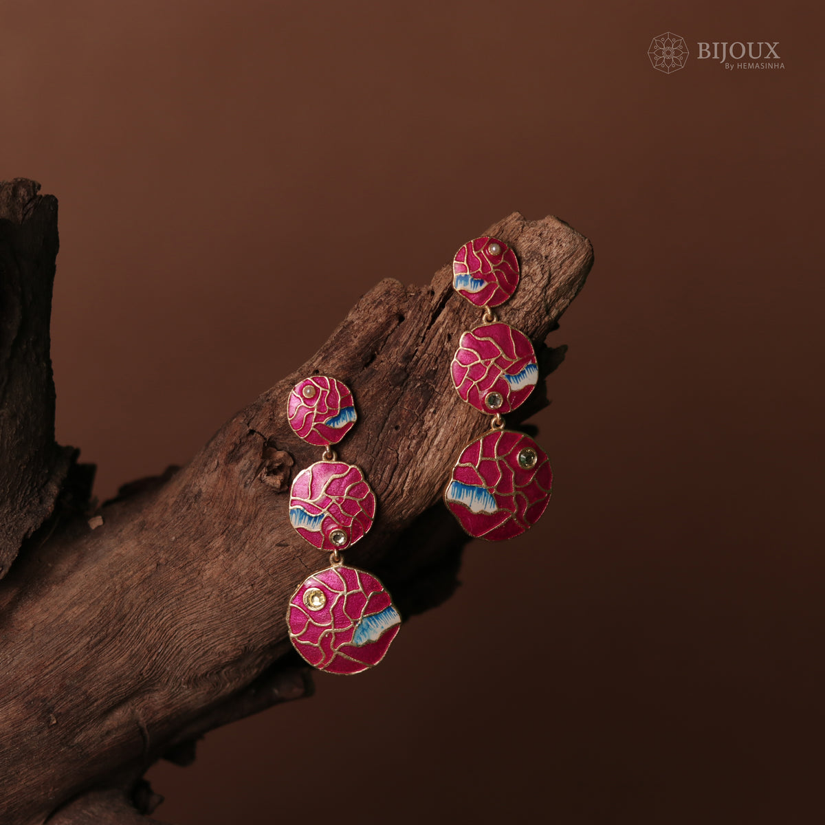 VIBRANT LAYERED MEENAKARI HANDMADE AND HAND HAMMERED EARRINGS ER75