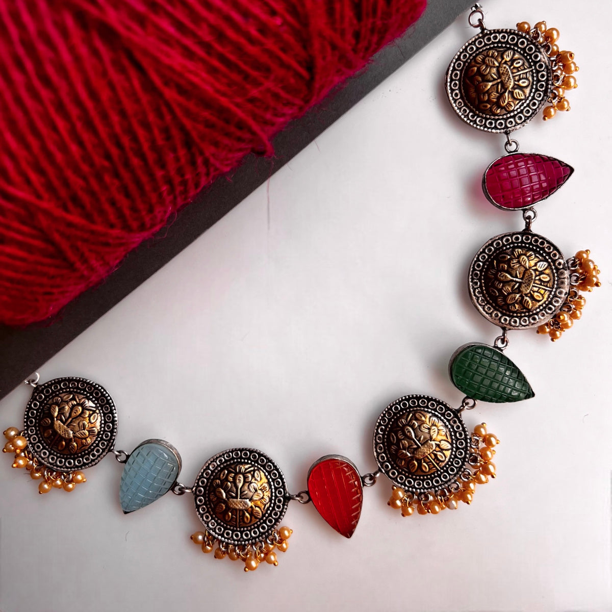 RITHANA BIJOUX PREMIUM AND EXCLUSIVE HAND HAMMERED HANDMADE CHOKER WITH EARRINGS CH101