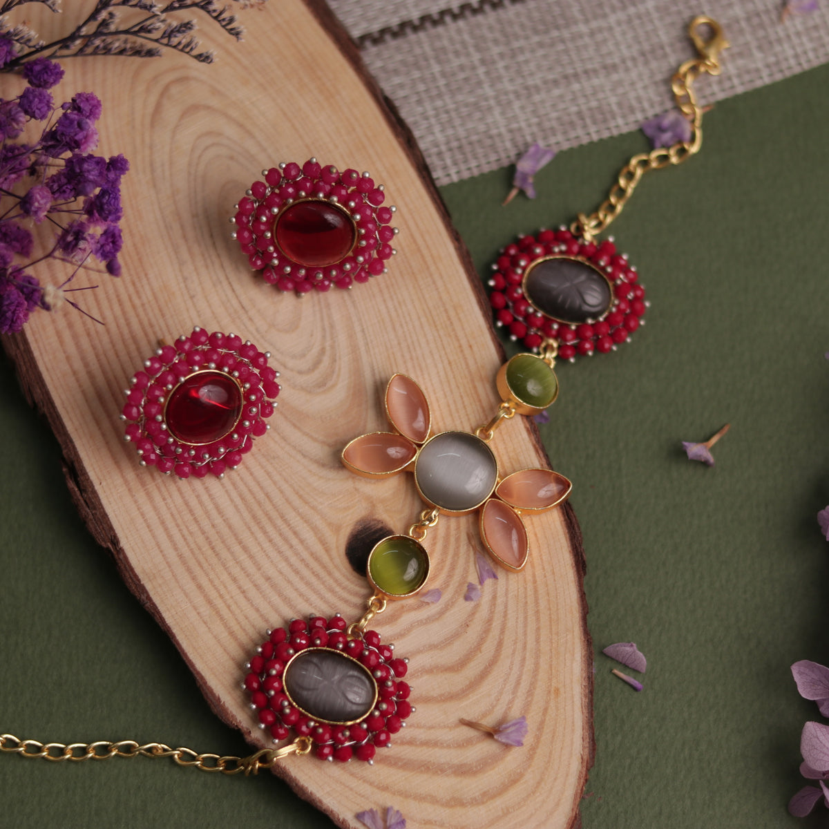 NIRASHA BIJOUX HANDMADE MONALISA MINIMALIST CHOKER WITH EARRINGS CH45