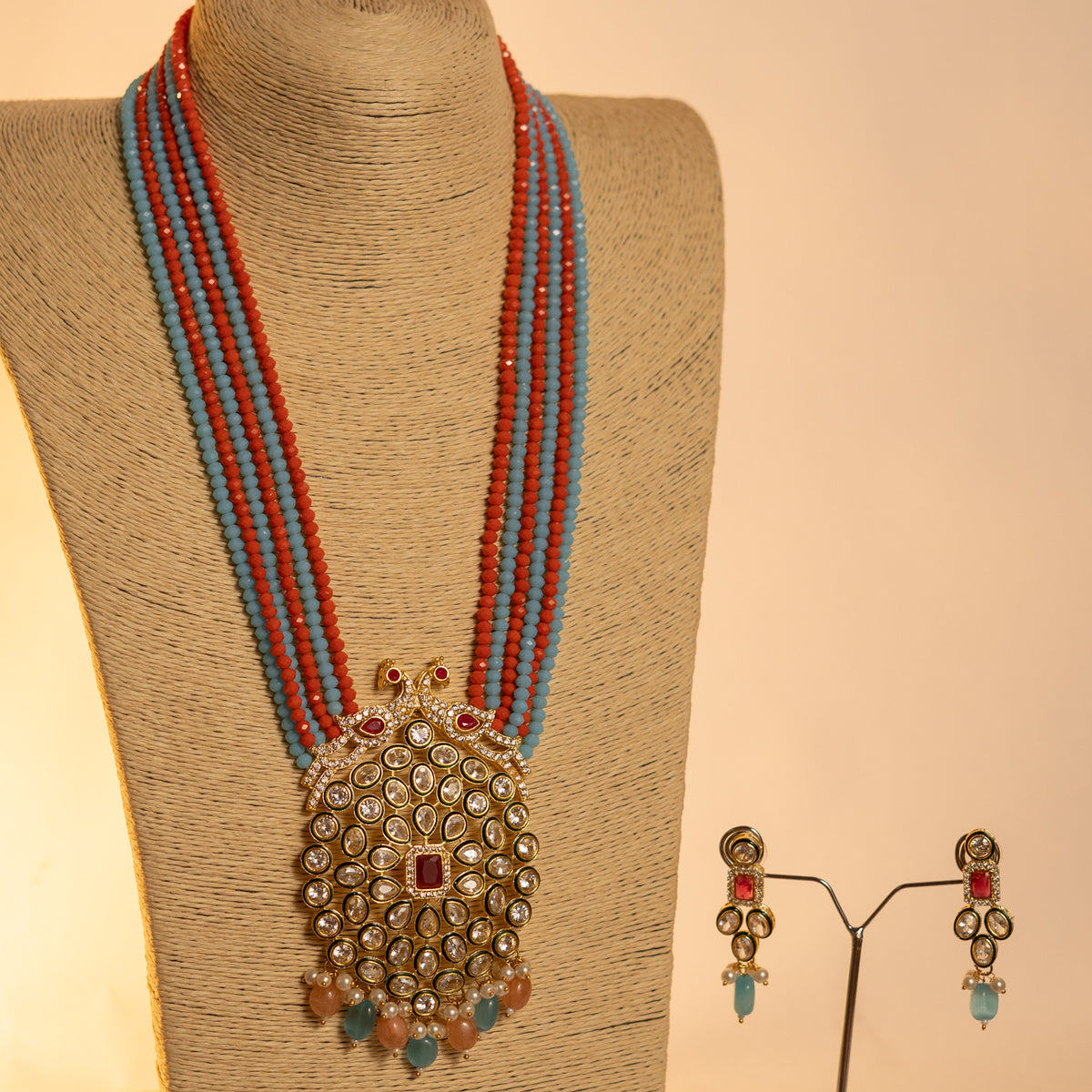 MAYILANJI CRYSTAL HANDMADE  MALA WITH EARRING ML09