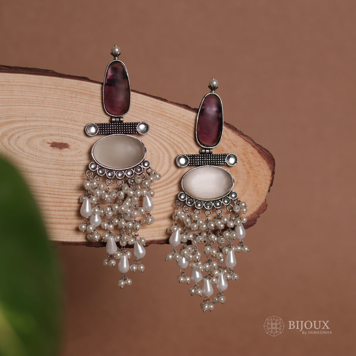 OVAL MYSTIC MONALISA STONE  SEMI-HANDMADE  EARRINGS  ER47