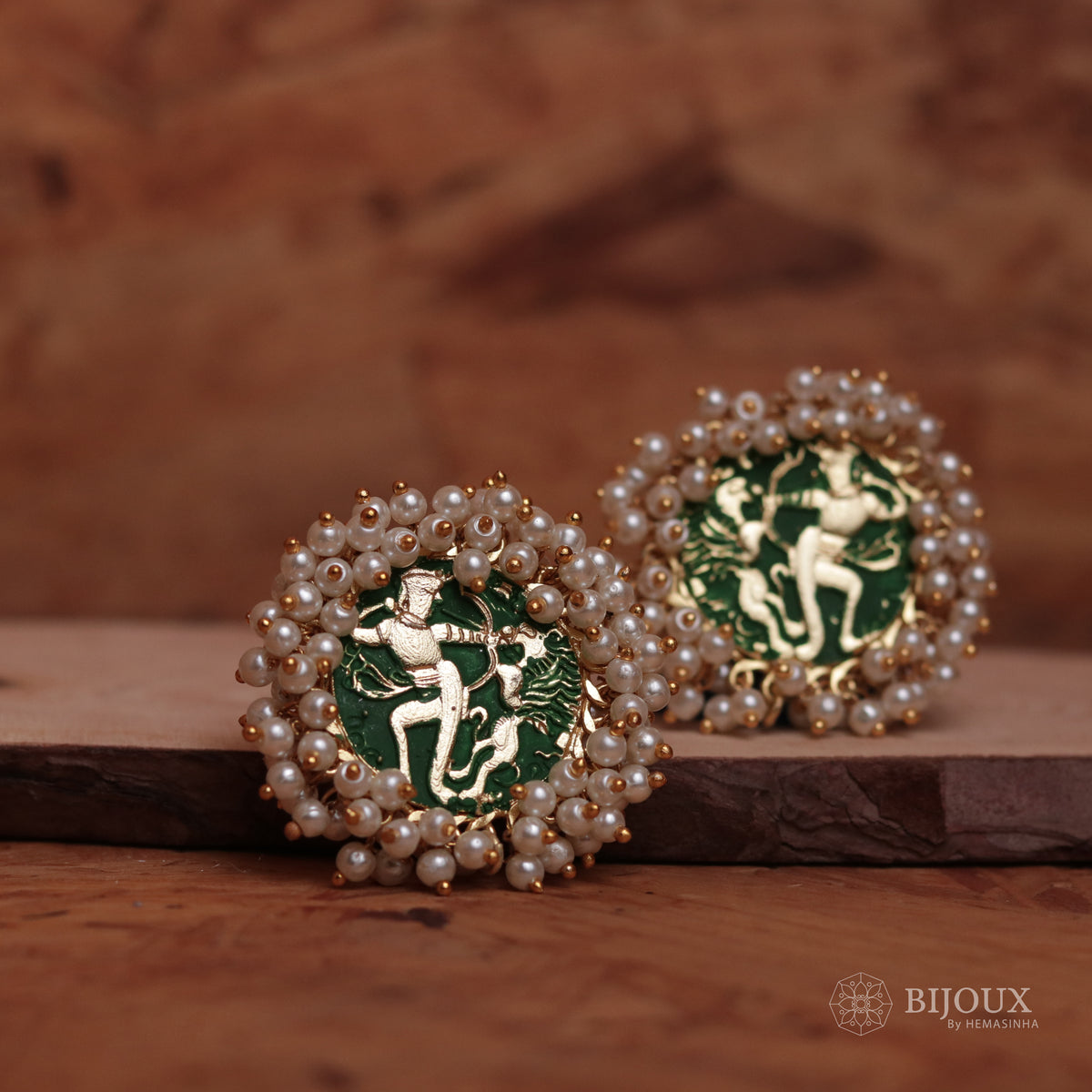 CHIC MEENAKARI AFRO STUDS WITH PEARL WORK ER46