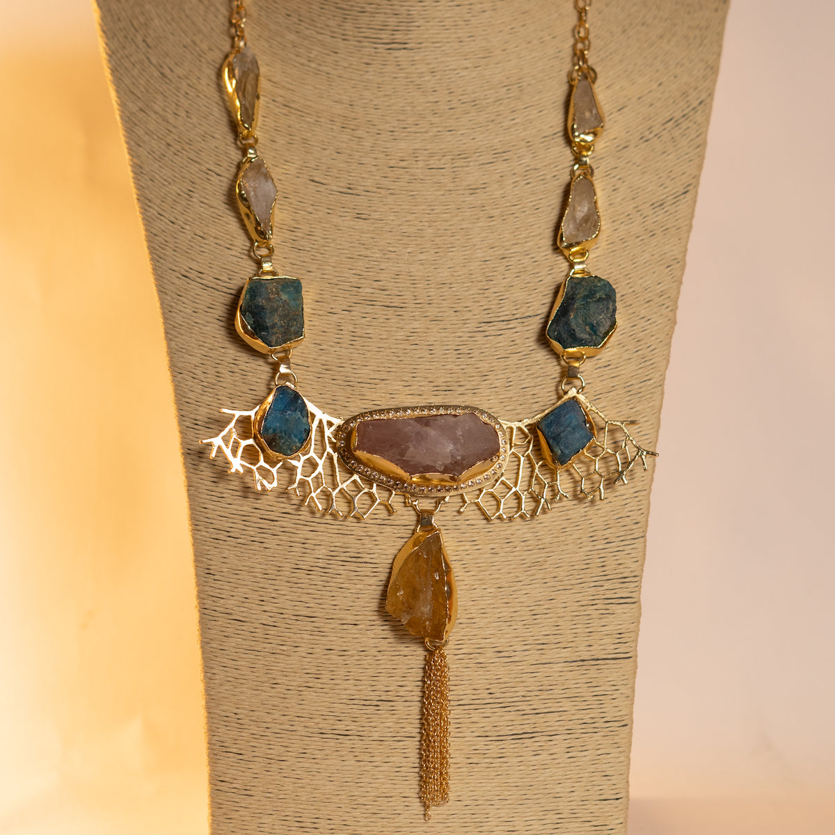 MITHINA BIJOUX EXCLUSIVE HANDMADE RAW STONE STATEMENT MALA ML172