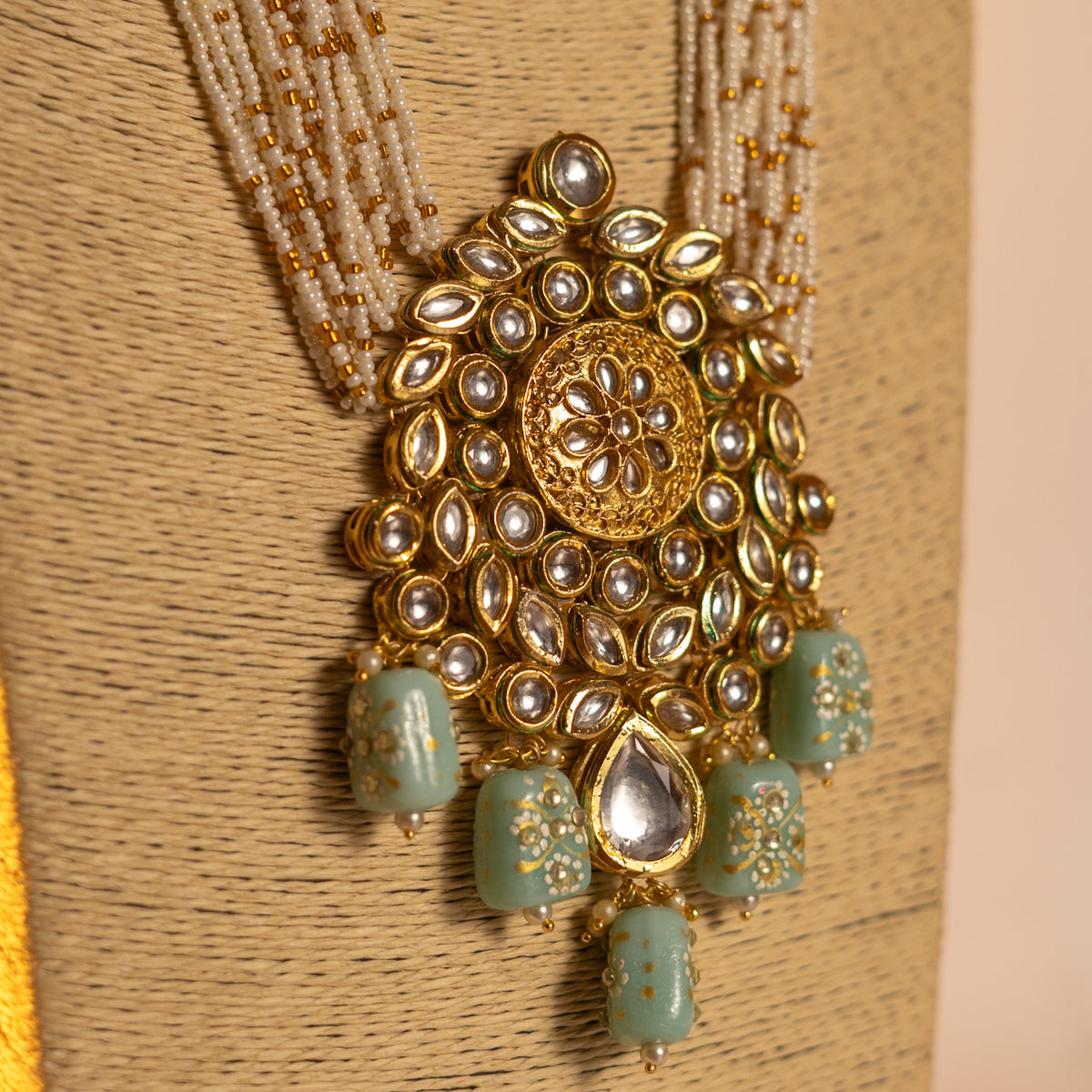 KIRANYA KUNDAN AND NATURAL STONE HAND PAINTED AND HANDMADE MALA ML13