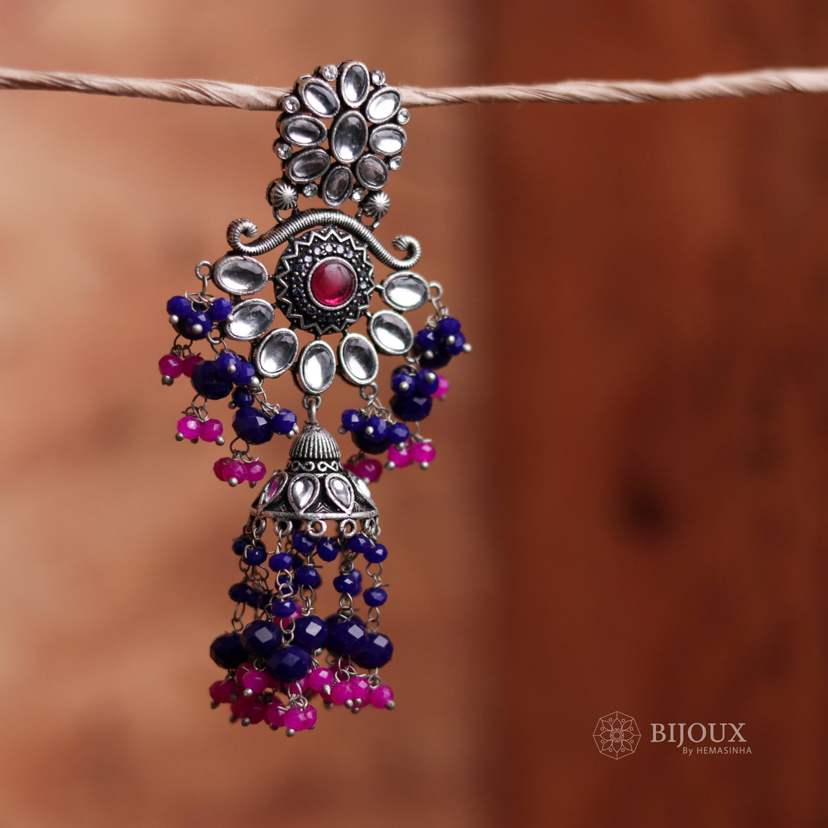 REGAL RUST OXIDIZED SEMI HANDMADE JHUMKAS ER60