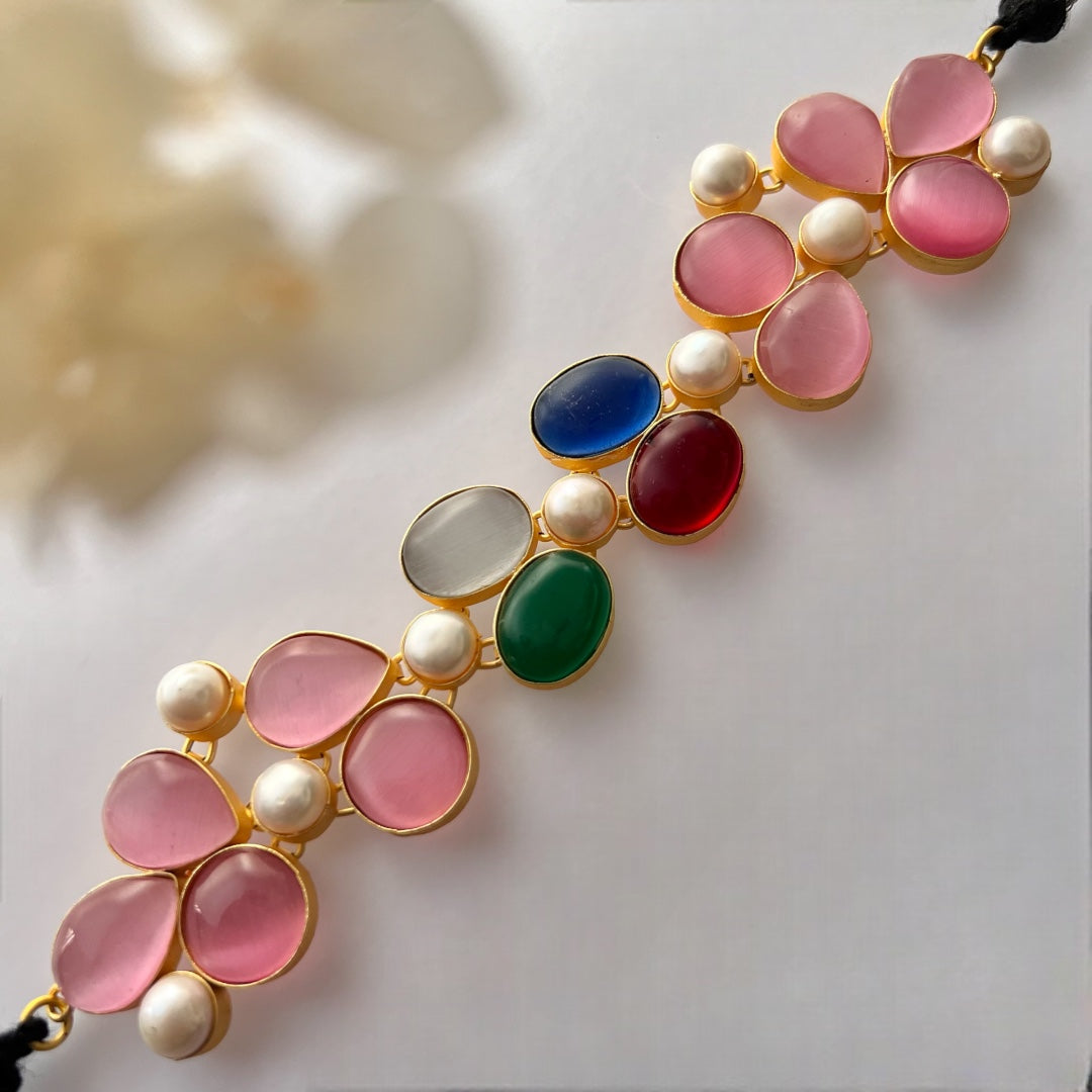 BAGYA BIJOUX PREMIUM AND EXCLUSIVE HANDMADE MONALISA CHOKER WITH EARRINGS CH405