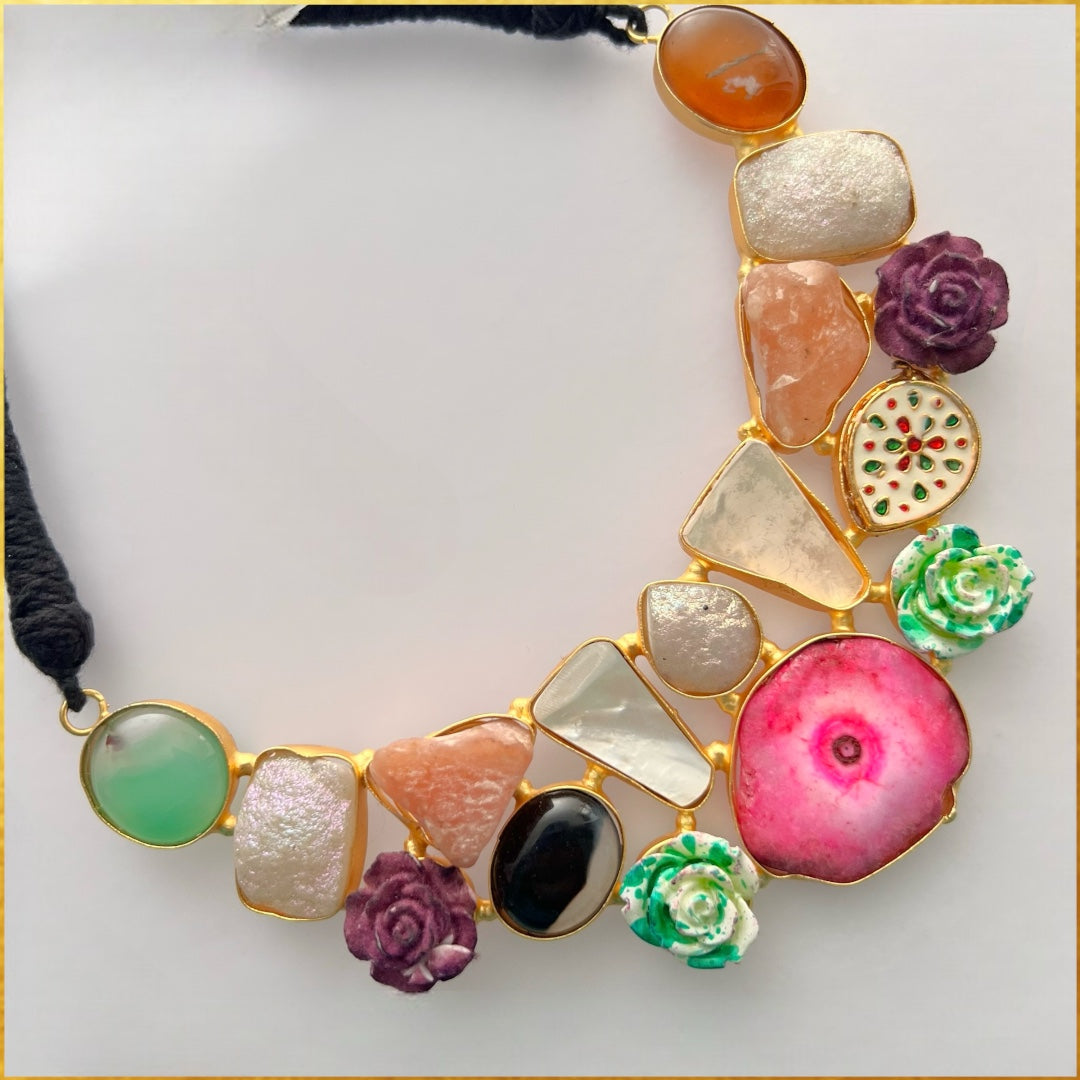 KRITHYA RAW STONE HANDMADE STATEMENT RAW RUSTIC NECKLACE NL07