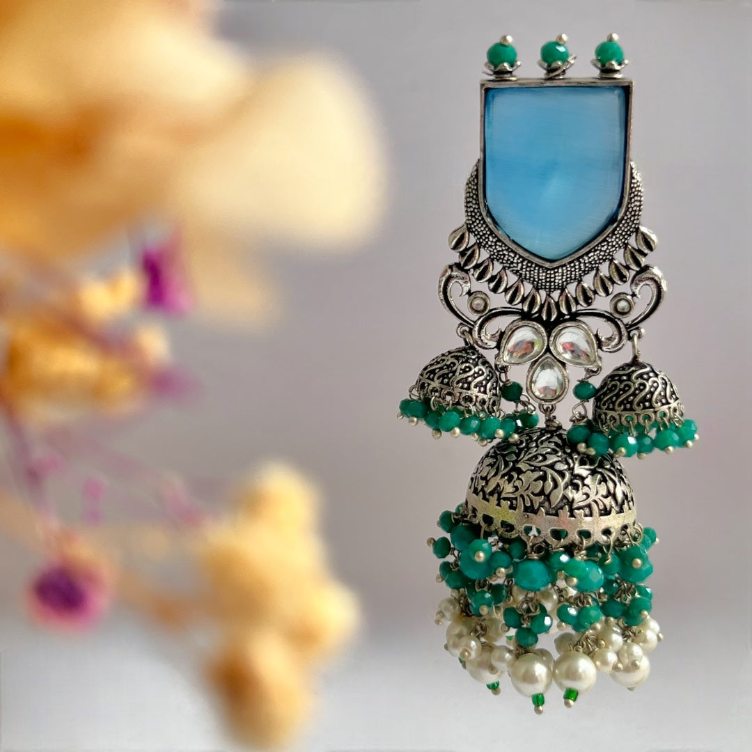 VICTORY CHIC SEMI HANDMADE JHUMKAS OXIDIZED  ER135