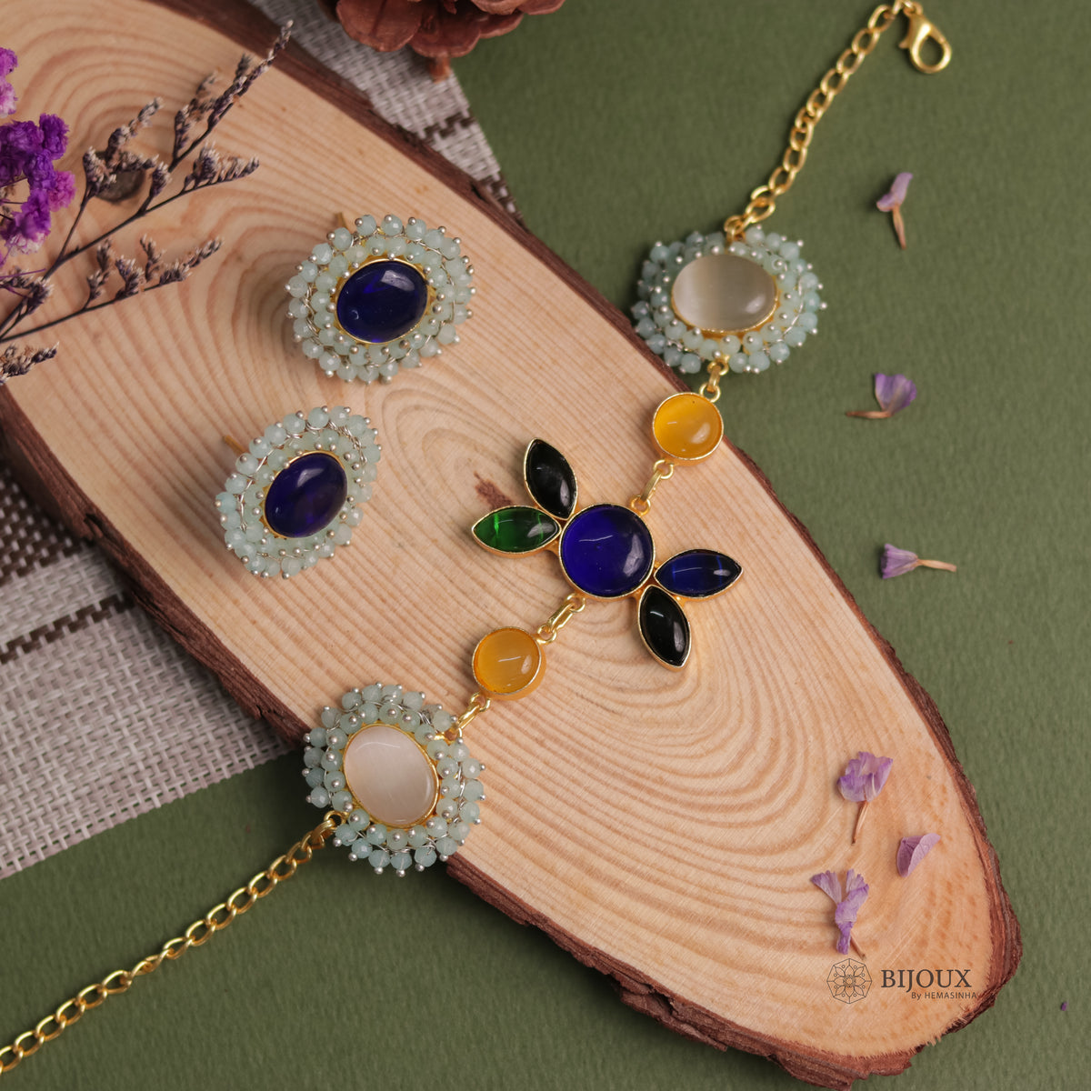 NIRASHA BIJOUX HANDMADE MONALISA MINIMALIST CHOKER WITH EARRINGS CH45