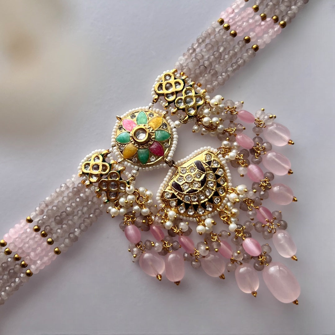 REETHANA BIJOUX PREMIUM HANDMADE CHOKER WITH EARRINGS AND TIKKA CH395