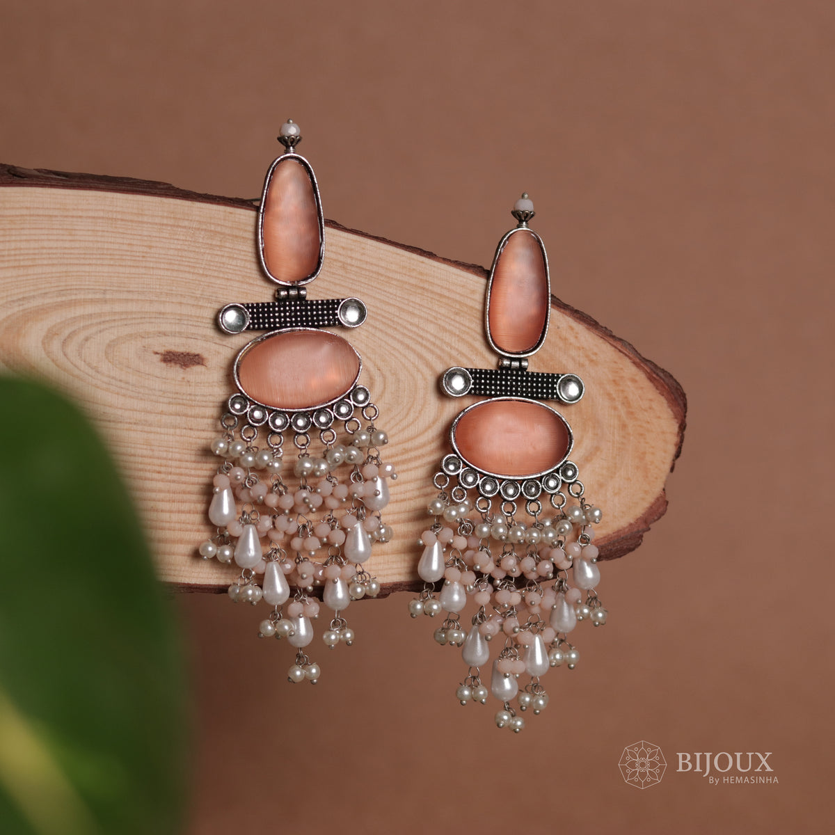 OVAL MYSTIC MONALISA STONE  SEMI-HANDMADE  EARRINGS  ER47