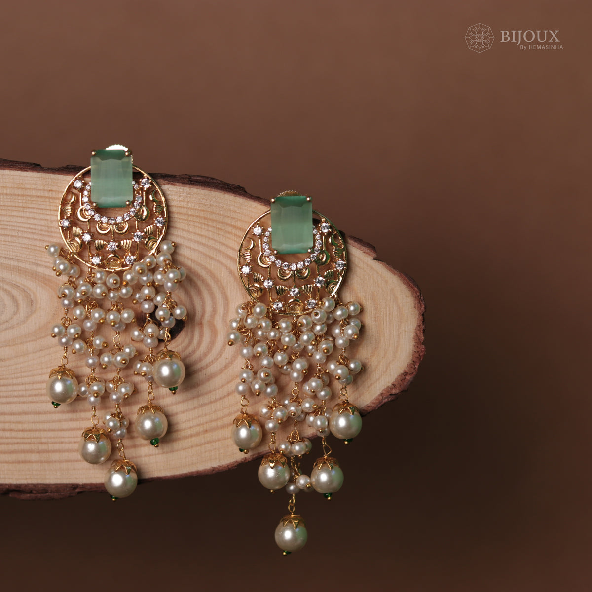 STARLITE TEARDROP STONE WITH  PEARL DROP SEMI HANDMADE DANGLER ER80