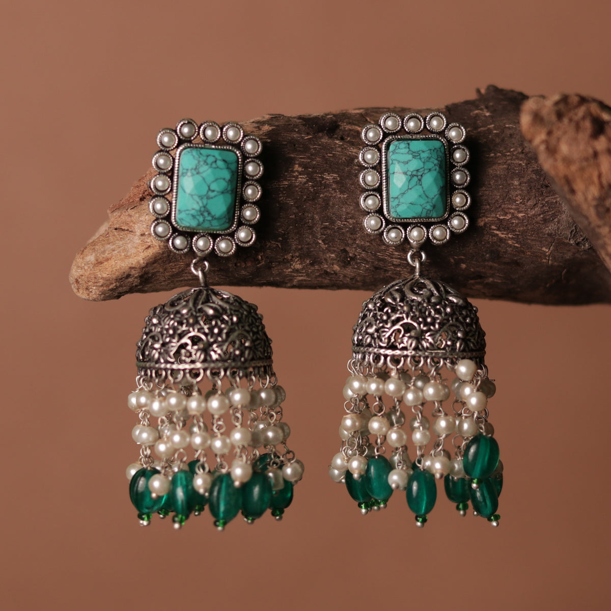 CHARISMA SEMI HANDMADE OXIDIZED JHUMKA-ER114