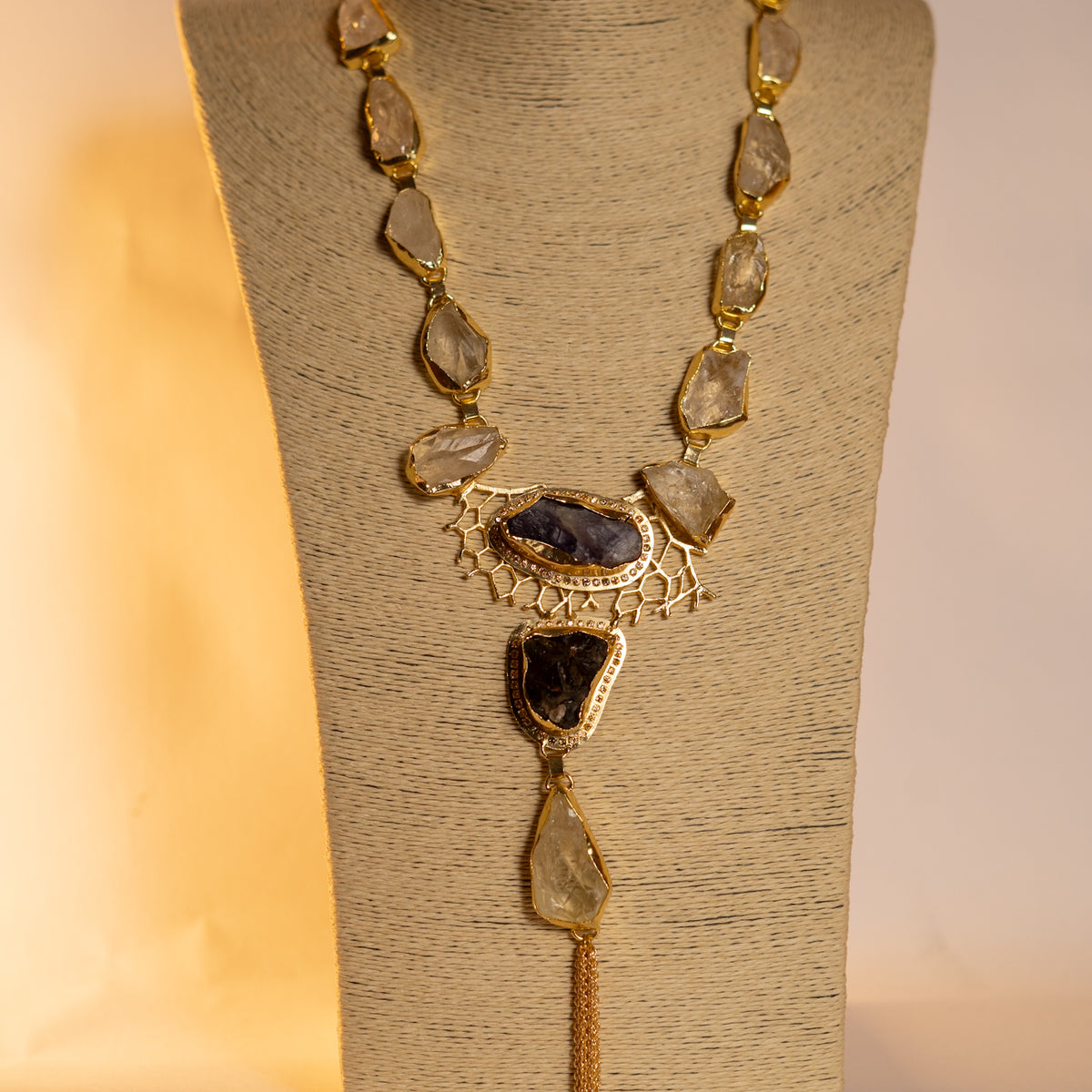 YARIKA BIJOUX EXCLUSIVE HANDMADE RAW STONE STATEMENT MALA ML174