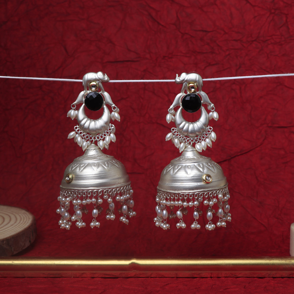 ETHNIC ELEPHANT 925 SILVER LOOK ALIKE POLISH HANDMADE JHUMKA ER280