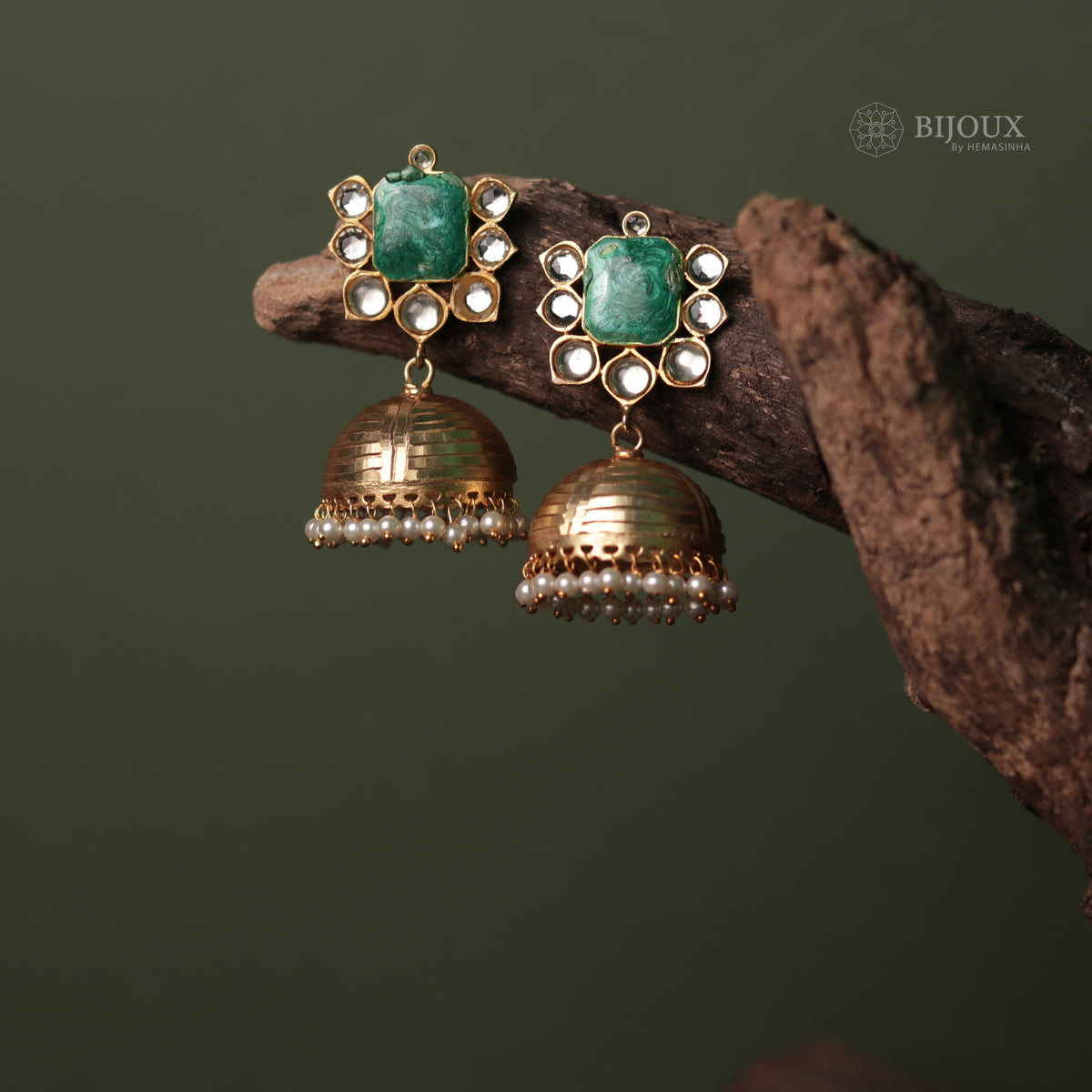 ALINE ENIGMA BLOSSOM HANDMADE PREMIUM GOLD TONED AND ENAMELLED JHUMKA ER61