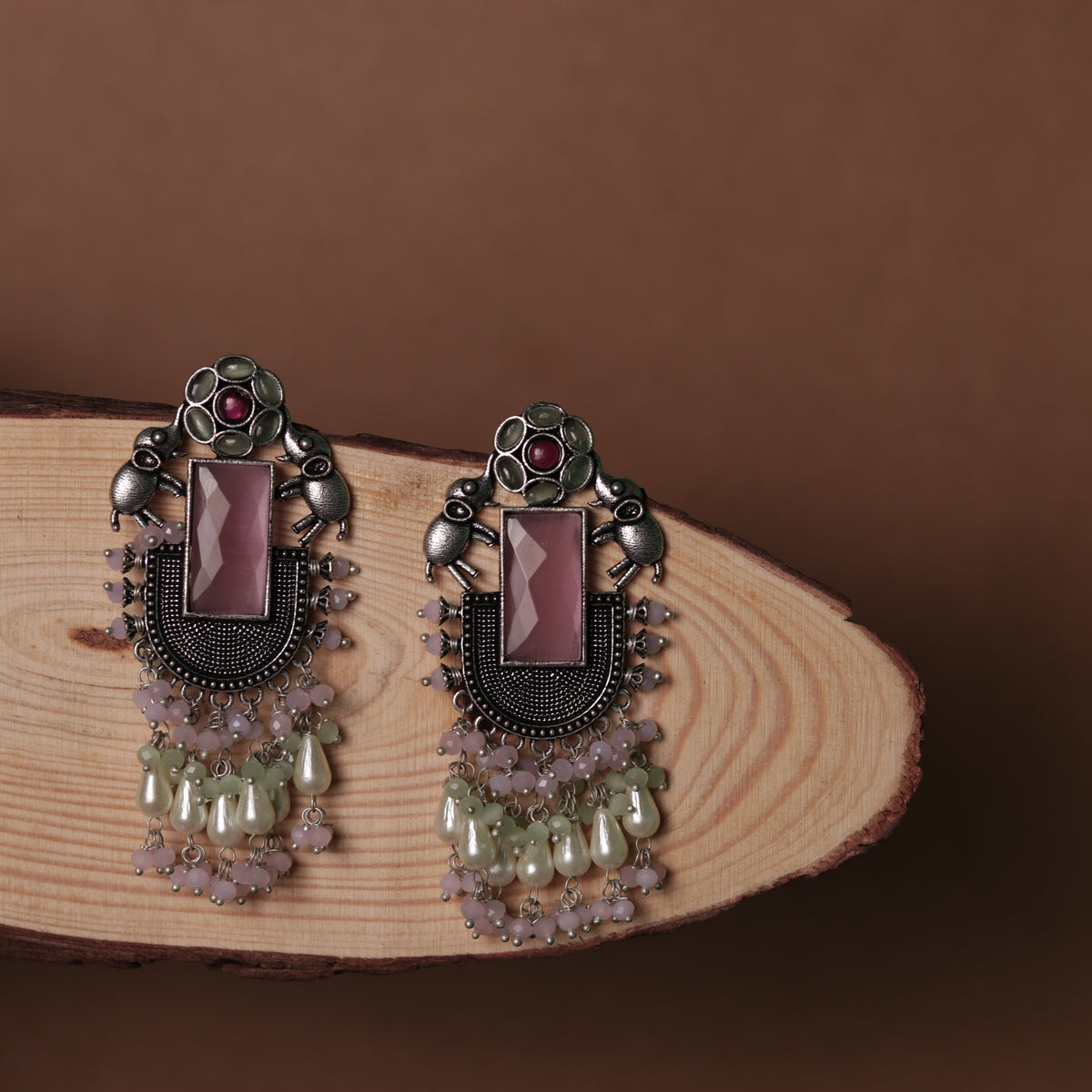 ELEPHANT VERDE OXIDIZED MONOLISA STONE SEMI HANDMADE ER117