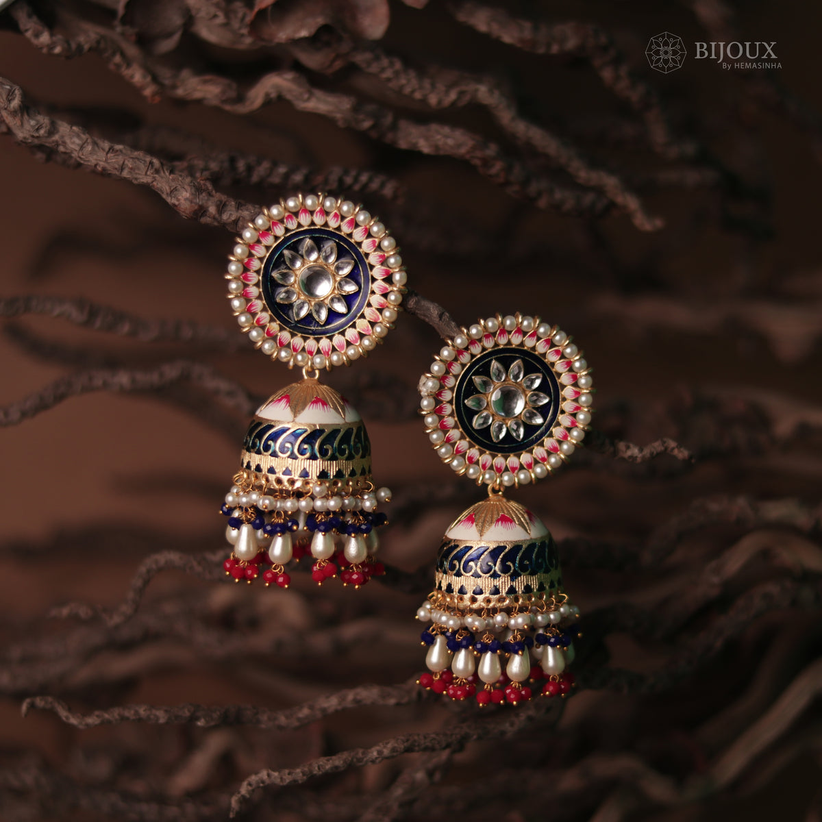 SUNNY SERENITY ETHNIC MEENAKARI SEMI HANDMADE JHUMKAS ER68