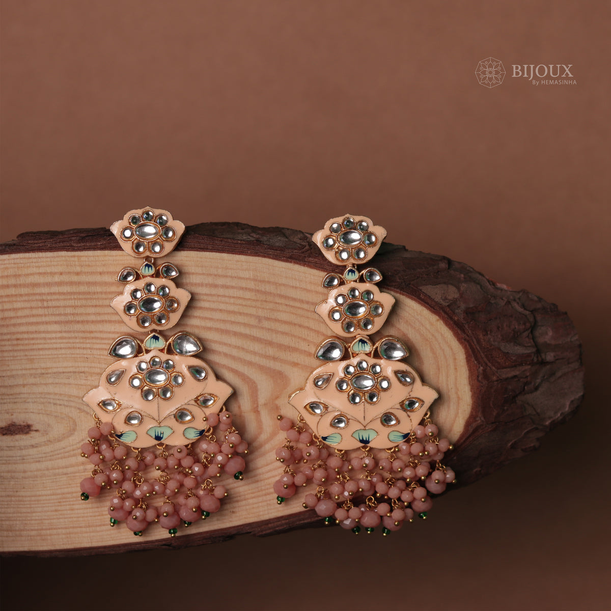 TRINITY SPARKLE LAYERED SEMI HANDMADE AND HAND PAINTED EARRINGS ER82