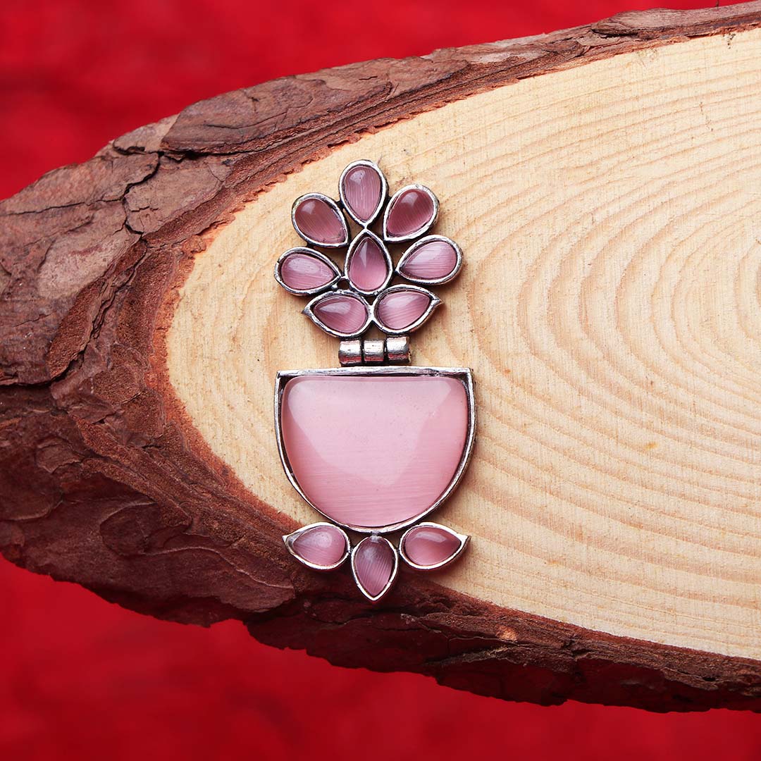 BLOSSOM SEMI HEMISPHERE SEMI HANDMADE OXIDIZED EARRING ER136