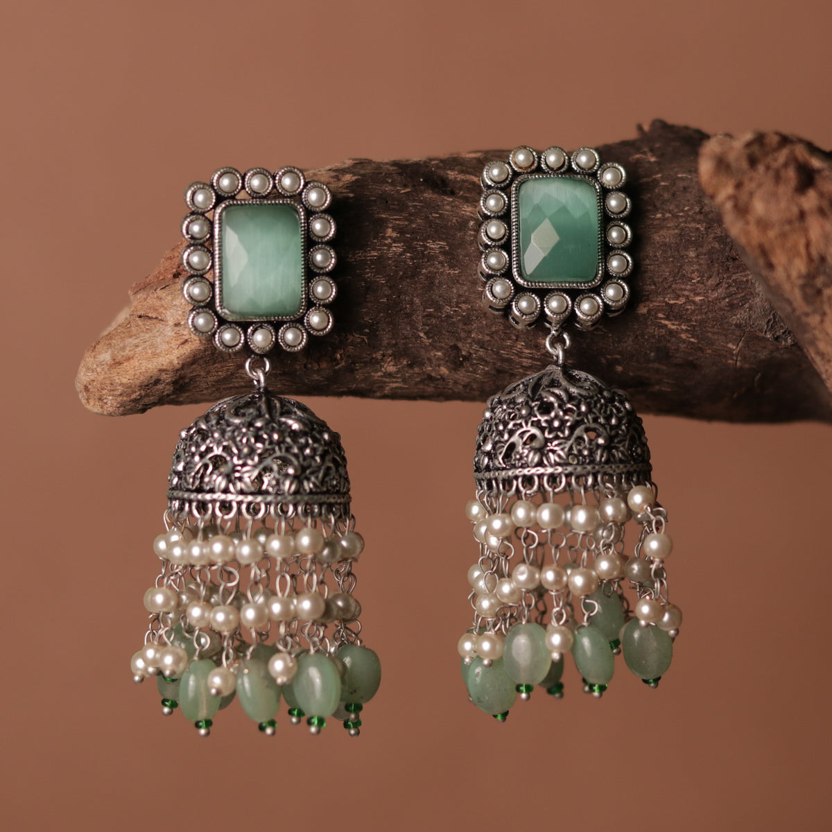 CHARISMA SEMI HANDMADE OXIDIZED JHUMKA-ER114