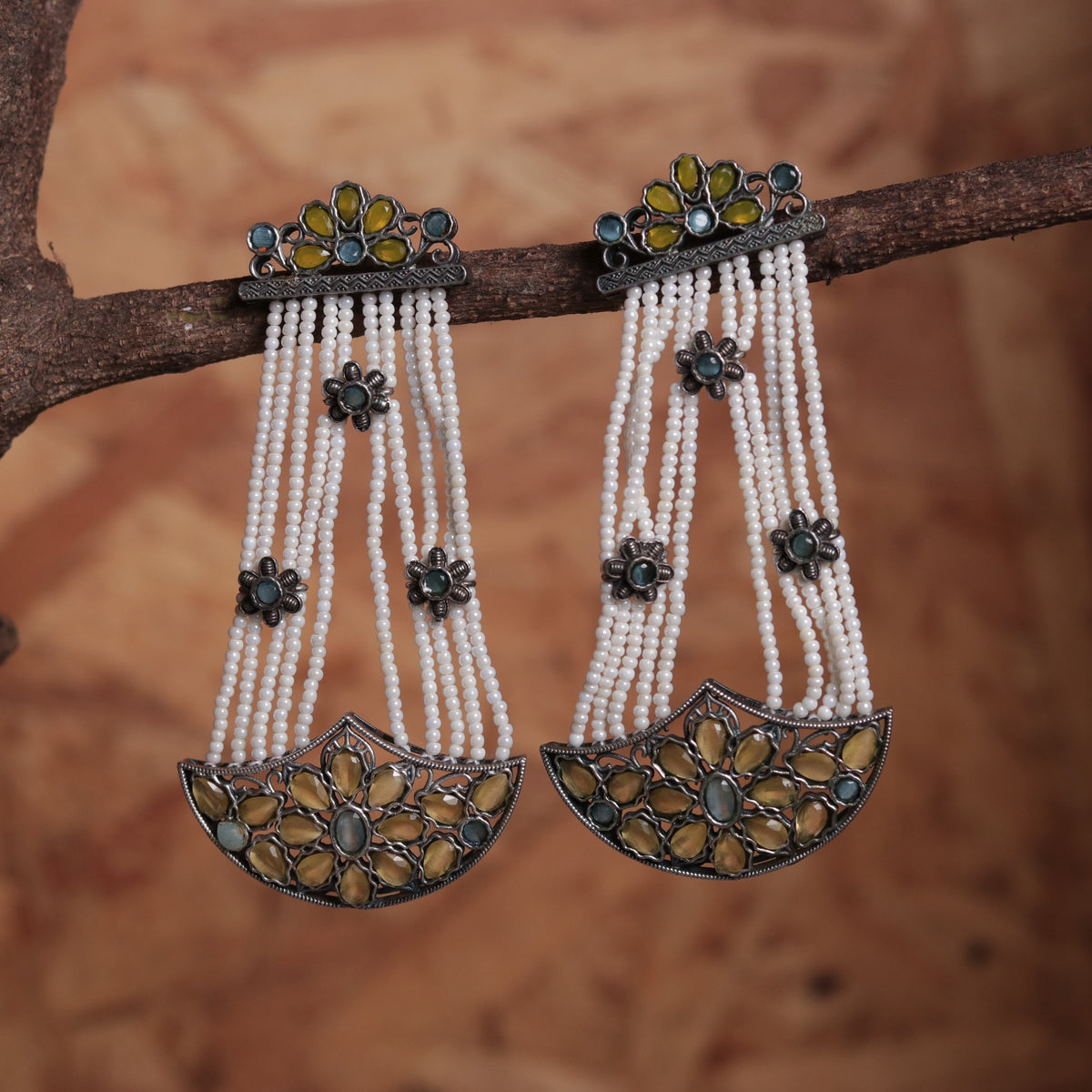 JODHA SILVER LOOK ALIKE SEMI-HANDMADE EARRINGS ER52