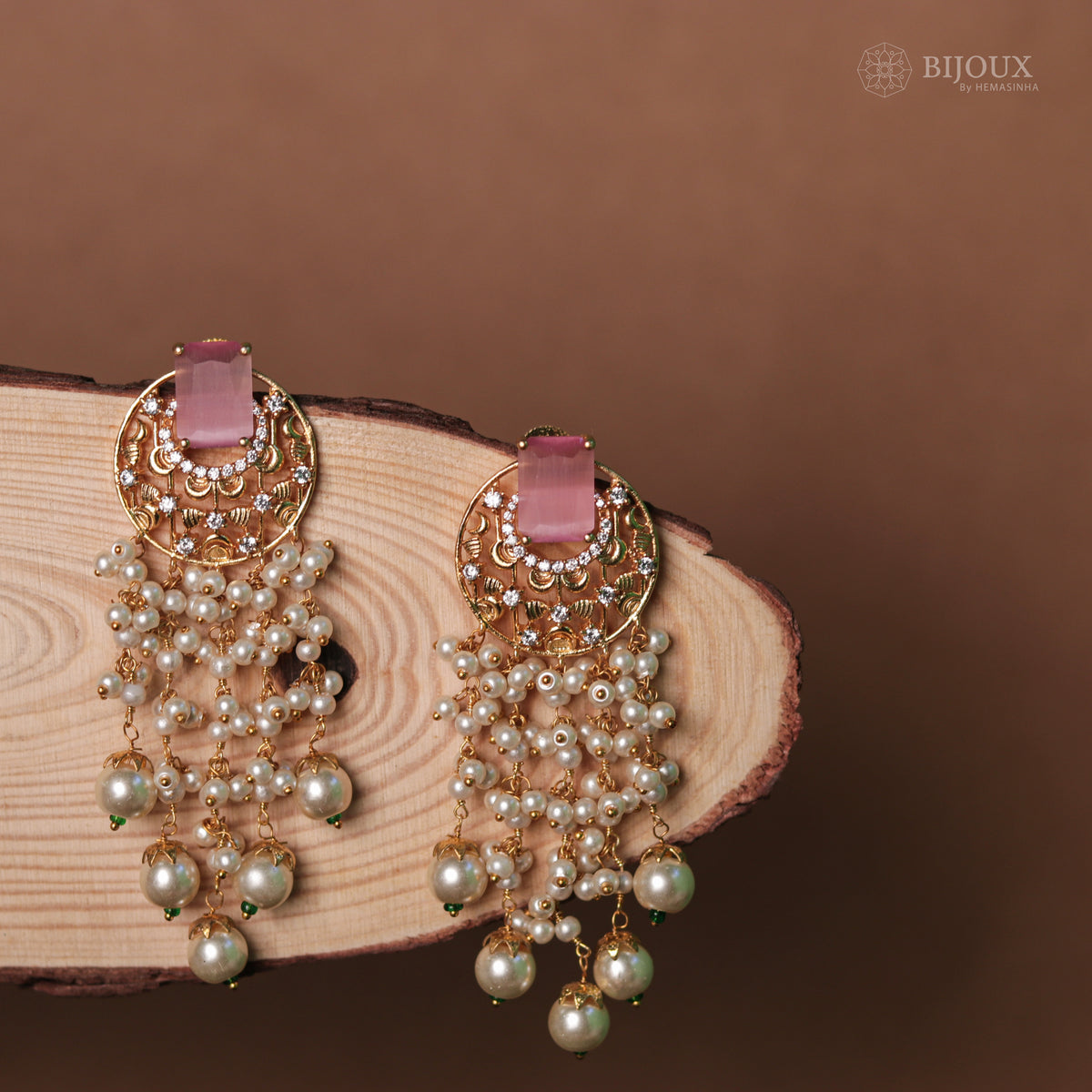 STARLITE TEARDROP STONE WITH  PEARL DROP SEMI HANDMADE DANGLER ER80