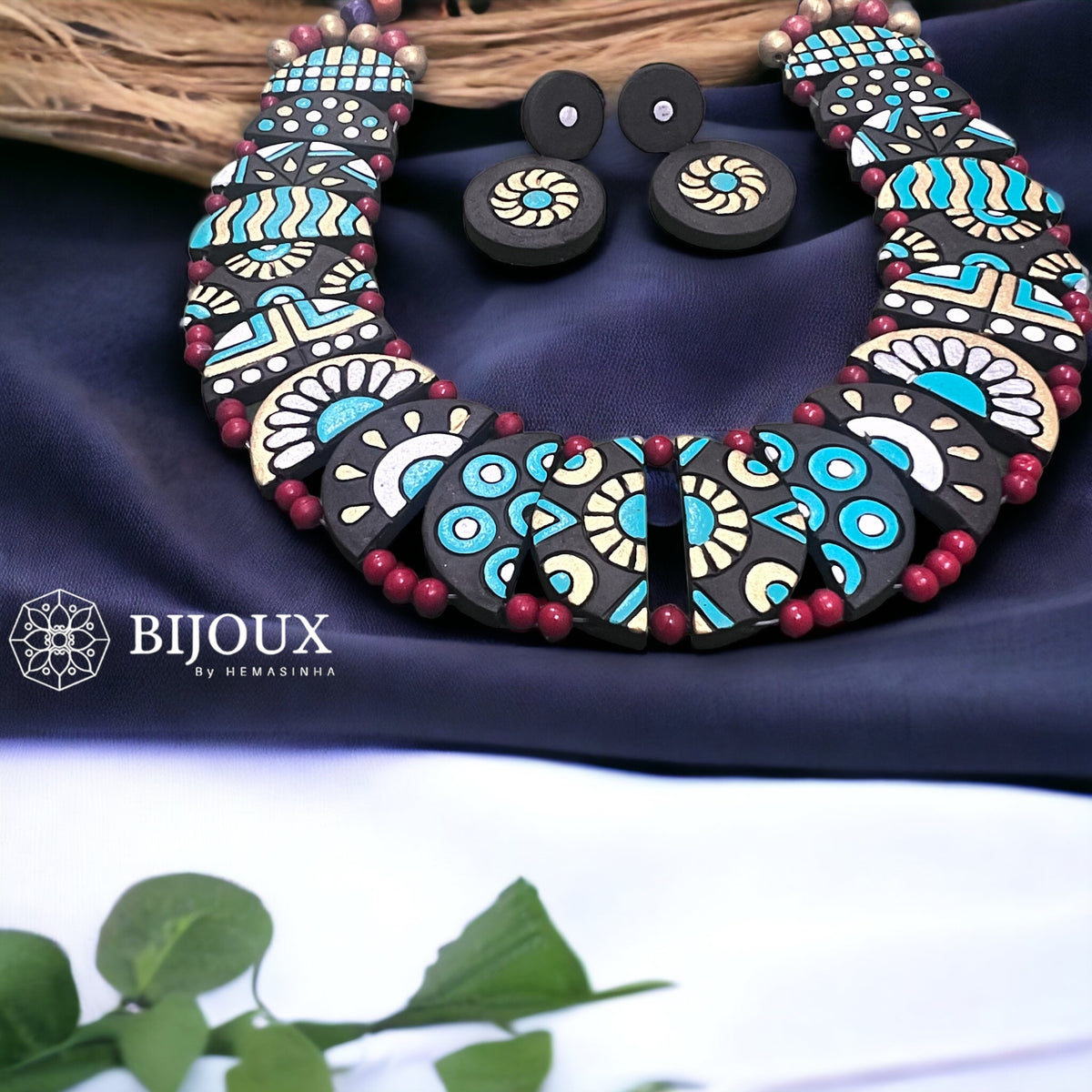 POSH FLAIR TERRACOTTA NECKLACE WITH EARRINGS TR17