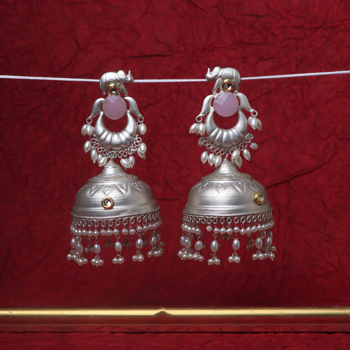 ETHNIC ELEPHANT 925 SILVER LOOK ALIKE POLISH HANDMADE JHUMKA ER280