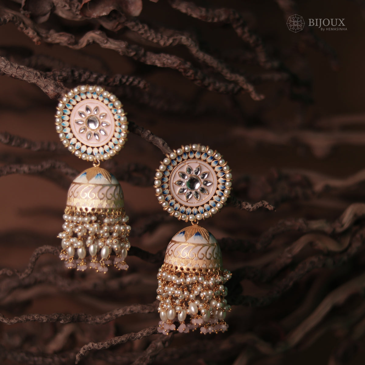 SUNNY SERENITY ETHNIC MEENAKARI SEMI HANDMADE JHUMKAS ER68