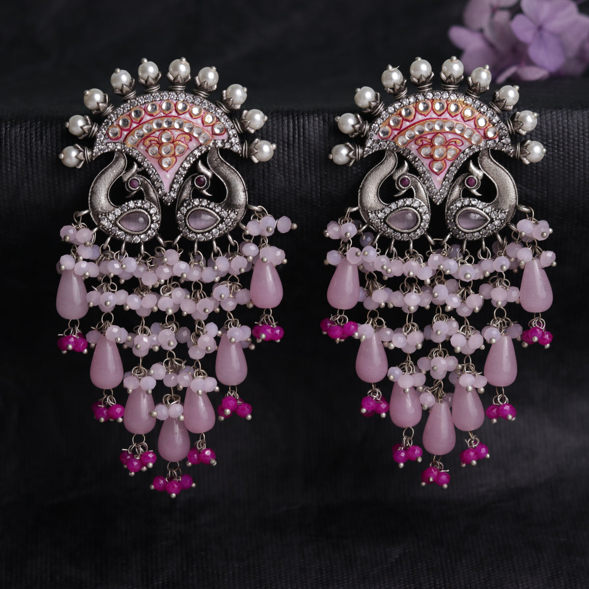 HANDMADE TWILIGHT SEMI HANDMADE HANDPAINTED MONALISA AND BEADED EARRING ER40