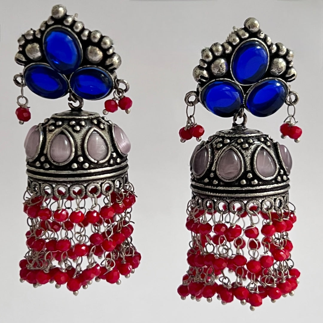 JHOOMER SEMI HANDMADE OXIDIZED JHUMKA  ER142