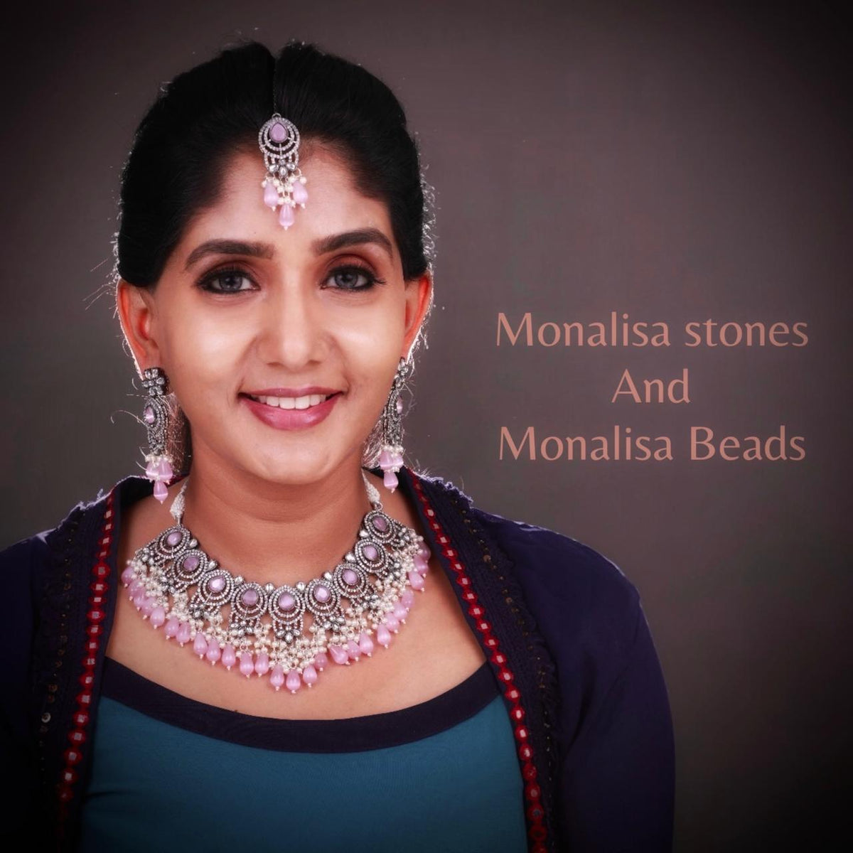 FLORA PINKY VICTORIAN SEMI HANDMADE BRIDAL NECKLACE NL107