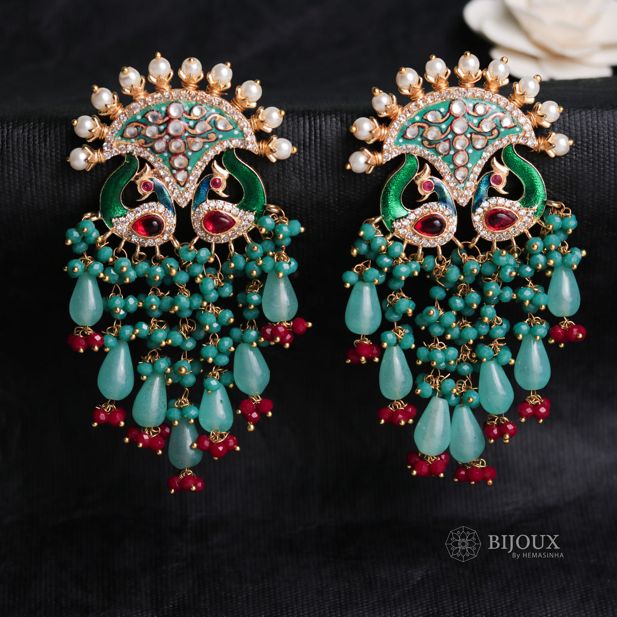 OPULENCE HANDMADE AND HANDPAINTED MONALISA BEADED EARRING ER41