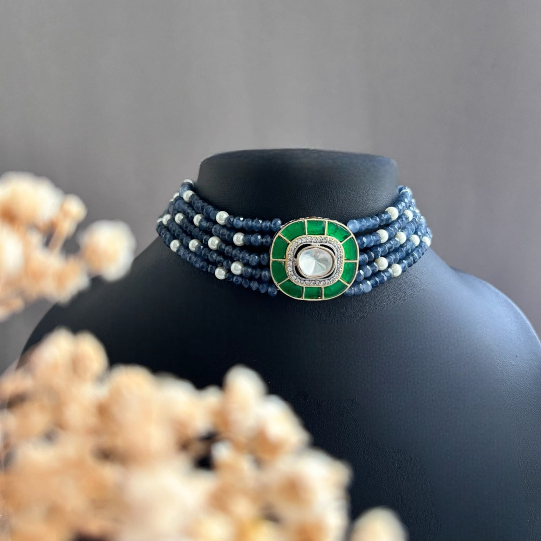 MARIA ONEX BEADS LAC AND POLKI BIJOUX PREMIUM AND EXCLUSIVE HANDMADE CHOKER CH400